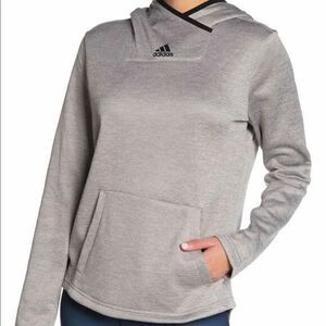 Adidas Womens Team Issue Gray 3 Stripe Pullover Hoodie Sweatshirt, Size M